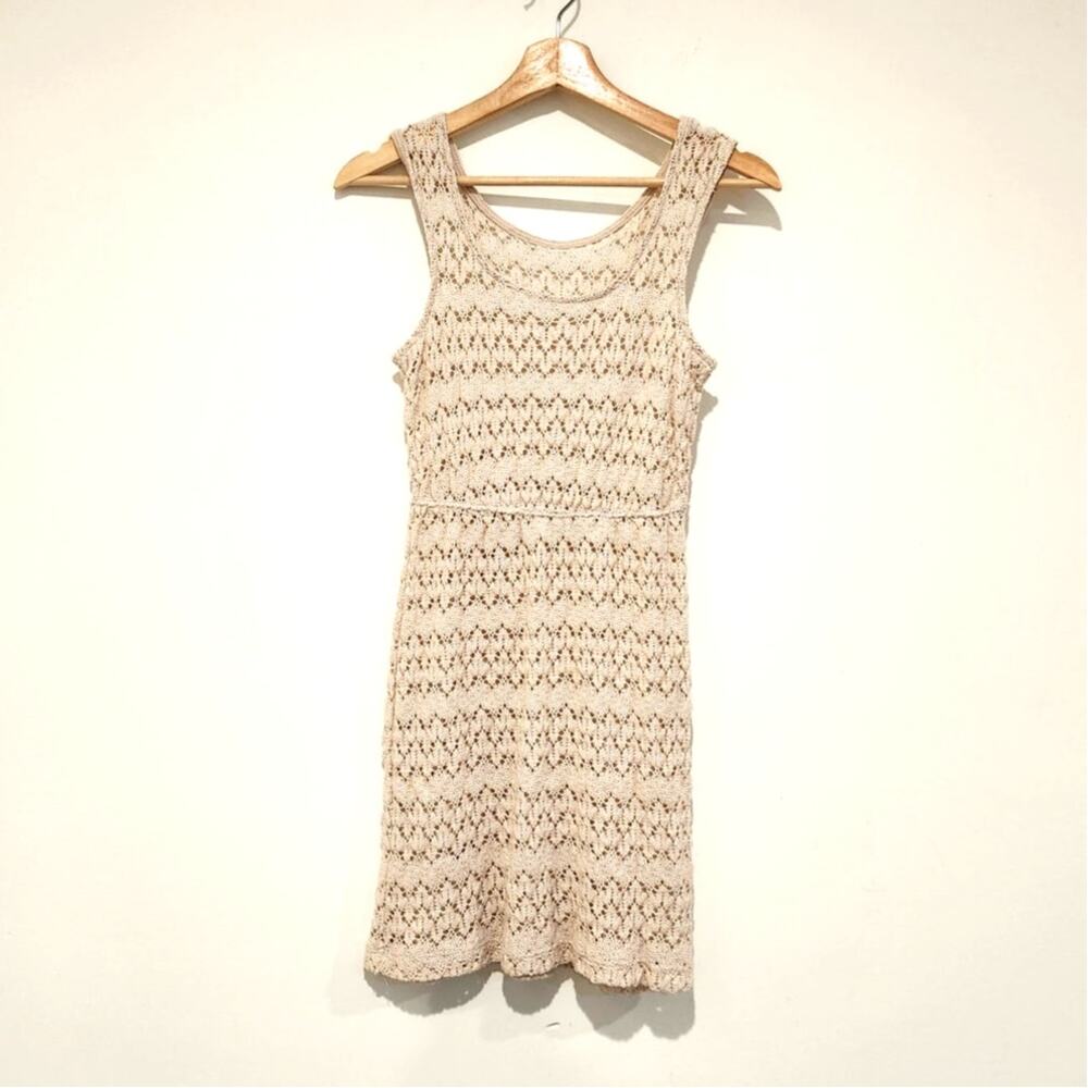 Cream Knit Crochet Lace Dress Sz XS-S